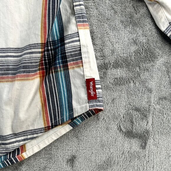 Wrangler Shirt Mens 3XL Blue Red Striped Long Sleeve Western Cowboy Rancher - Picture 7 of 10